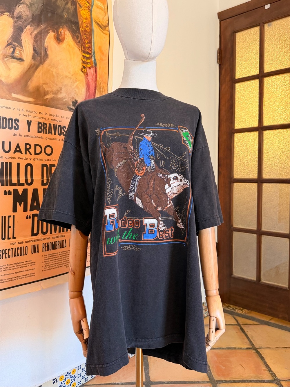 Vintage Tultex ‘Rodeo With The Best’ Black Rodeo Graphic Short-Sleeve Tee XL